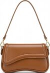 Amszke Shoulder Bag for Women Y2K Trendy Crossbody Purse Soft PU Leather Underarm Handbag with Strap and Chain for Daily Commute and Travel (Light Brown)