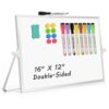 AMUSIGHT Double-Sided Magnetic White Board with Stand, 16" x 12" (Pack of 16)