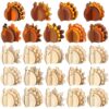 Amyhill 24 Pack DIY 3D Thanksgiving Turkey Wood Crafts to Paint for Adults Fall Paintable Unfinished Wooden Slices for Autumn Craft Table Home Decor Thanksgiving Harvest Party