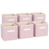 Amyhill 6 Pack Pink Striped Basics Collapsible Fabric Storage Bins