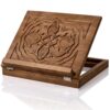 Amyhill Adjustable Wooden Bible Stand 13 x 10 Inch Carved Missal Stand Foldable Prayer Book Holder Stands Adjustable Book Display for Reading Folding Religious Prayer Holy Books Holder(Retro)