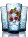 Amyoole Drinking Glasses Set of 8, 16oz Blue Hammered Glass Cup for Kitchen