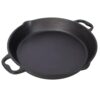 AMZXPLORE Cast Iron Skillet, Large Dual Handle Cast Iron Frying Pan, Heavy Duty Oven Safe Cast Iron Pan for Grill, Stovetop, Campfire & Induction Cooking, Even Heat Retention, Black
