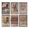 Ancient Roman Mosaic Latin 6 Poster Set — Equus Canis Domus Cibus Legio Liber 6 Prints 12x18 Inch US Made