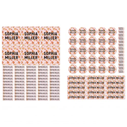 Andaz Press Custom Personalized Waterproof School Name Labels, Retro Flower Power Pattern 120-Pack Personalized Name Labels for School Supplies, Name Stickers for Preschool, Daycare Labels
