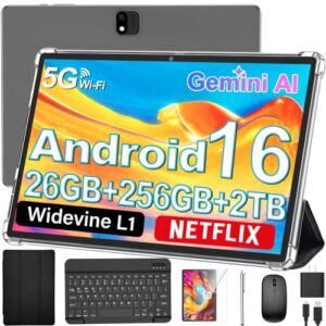 Android 16 Tablet with Keyboard - 10 Inch Electronic Tablets, Black Case