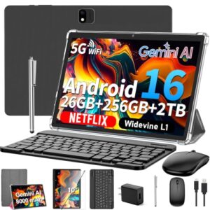 Android 16 Tablet with Keyboard - 10 inch Tablet with 26GB+256GB+2TB Expand