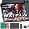 Android 16 Tablet with Keyboard - 26GB+256GB+2TB Expand, Gemini AI-Green