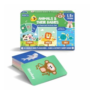 Animal Flash Cards for Toddlers 1–4 – Montessori Learning Cards, Animals & Their Babies Matching Game, Early Learning Toy for Kids (Farm, Wild, Sea)