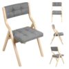 Anvazise 2‑Pack Padded Wooden Folding Chairs with Cushioned Seat, Gray Comfortable Foldable Chairs for Indoor Kitchen, Office, Dining, Wedding & Party Events