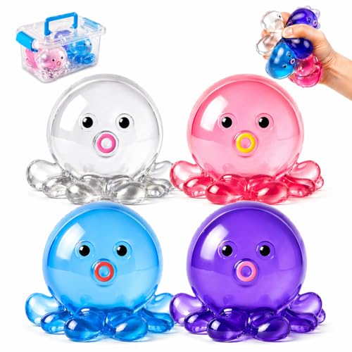 Anycell 4 Pack Octopus Mochi Squishy Toys, Stress Relief Squeeze Balls for Kids Adults, Sensory Fidget Toys for Anxiety, Goodie Bag Fillers, Party Favors, Classroom Rewards
