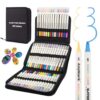 AnyMark 48 Colors Acrylic Paint Markers, Dual Tip Acrylic Paint Pens with Brush & Fine Tip, Premium Paint Markers for Coloring, Canvas, wood, Stone, Rock Painting, Glass
