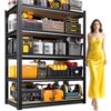 AOAORGG 71.2" H Storage Shelves 5T Heavy Duty Garage Shelving, Adjustable Metal Shelving Unit, Utility Garage Organizer Shelf for Basement, Pantry, Kitchen, Warehouse,15.7" Dx35.4 Wx71.2 H Black