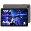 AOC 10 Inch Tablet Android 16, 120Hz IPS High Brightness HD Display, 8-Core Processor, Widevine L1 HD Streaming, 4GB RAM 128GB Storage (1TB Expand), 6000mAh Battery, WiFi, Face ID, Metal Body, Gray