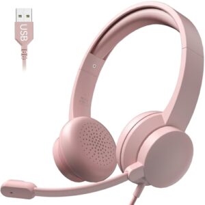 AOC USB Headset with Microphone for PC, Noise-Canceling Mic, USB-A