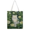 AOPYTRBD White CatCanvas Tote Bag Shoulder Bag Handbag