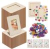 AotoParts 50 Pcs Wooden Picture Frames for Crafts, 4.5"x3.5" DIY Wood Photo Frames Bulk with 4 Diamond & 2 Color Letter Stickers, Mini Unfinished Wood Frame for Wedding Party Home Decor