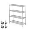 APLSS NSF 4-Tier Chrome Storage Shelves, 14"x48"x63", Moist&Dry Enviroments, Commercial Heavy Duty Steel Wire Shelving Unit with Wheels, Walk-in Cooler&Freezer Dishroom Kitchen