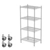 APLSS NSF 4-Tier Chrome Storage Shelves, 18"x30"x63", Moist&Dry Enviroments, Commercial Heavy Duty Steel Wire Shelving Unit with Wheels, Walk-in Cooler&Freezer Dishroom Kitchen