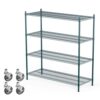 APLSS NSF 4-Tier Green-Epoxy Storage Shelves, 18"x60"x63", Moist&Dry Enviroments, Commercial Heavy Duty Steel Wire Shelving Unit with Wheels, Walk-in Cooler&Freezer Dishroom Kitchen
