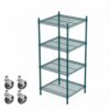APLSS NSF 4-Tier Green-Epoxy Storage Shelves, 24"x24"x63", Moist&Dry Enviroments, Commercial Heavy Duty Steel Wire Shelving Unit with Wheels, Walk-in Cooler&Freezer Dishroom Kitchen