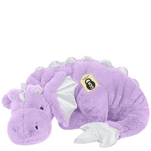 ARELUX Giant Weighted Winged Dragon Plush Toy - 35.4" 5lbs Soft Stuffed Animal for Comfort, Pterosaur Plushie Fuzzy Dinosaur Pillow Plushies Cuddly Removable and Washable Colorful Purple with Star