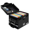 ARMURIX File Box with Lock, Fireproof Document Organizer Box with Lid & Handle, Portable Important File Folder Organizer, Collapsible Filing Storage Box for Home, Office & Travel