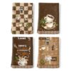 Arquiel Vintage Coffee Tea Towels, 100% Cotton Kitchen Towel, Set of 4