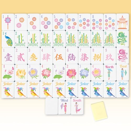 Arrowbash 160 Pcs American Mahjong Tiles Set Only, 1.2 Inch American Mahjong Tiles Game with 8 Different Hand Carved Patterns for Mah Jong Social Games, Beginners, Mah Jong Lovers (Yellow)
