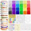 ARTDOT 5342 PCS Clay Beads for Friendship Bracelets Making Kit, 24 Rainbow Colors Jewelry Making Supplies Heishi Beads with Elastic String and Organizer Gifts