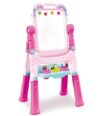 Art Easel for Kids, Adjustable Standing Rotatable Double Sided Easel with Painting Accessories for Toddlers Boys and Girls（Pink）