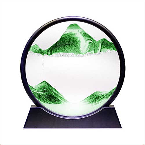Arthink Moving Sand Art Picture,Liquid Motion 3D Sea Sandscape in Motion Display, Flowing Sand Frame Desktop Art Bookshelves Home Office Decoration