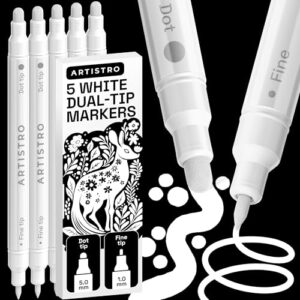 ARTISTRO White Dual-Tip Acrylic Paint Marker Pens - Set of 5