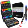 ARTNOVA Acrylic Paint Markers 60 Colors with Bag（ Brush Tip and Fine Tip ）