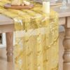 Artoid Mode Marble Pattern Yellow Gauze Table Runner 10FT, Glitter Metallic Foil Sheer Dining Wedding Anniversary Birthday Table Decor for Home Party