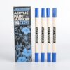 ARTWARD Blue Acrylic Paint Markers 4 Pack, Dual Tip Brush & Fine Acrylic Paint Pens, for Rock, Wood, Glass, Canvas, Ceramic, Metal, Fabric