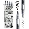 ARTWARD Classic Black Acrylic Paint Markers 4 Pack, Dual Tip 0.7mm & 3mm