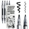 ARTWARD Pure Black Acrylic Paint Markers 4 Pack, Dual Tip 0.7mm & 3mm