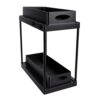 Asixxsix Under Sink Organizer, 2 Tier Pull Out Sliding Storage Rack with ABS Plastic Shelf and Snap Together Design, Under Cabinet Organizer for Kitchen Bathroom Cabinet (Black)