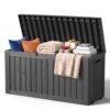 ASKPASS 90Gal Outdoor Storage Box with Portable Wheels, Waterproof Deck Box