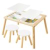 Asweets Sensory Table for Toddlers, Indoor Table with Storage Bins, Kids Play Activity Desk with 3 White Bins & 2 Chairs for Boys Girls Gift, 29''L x 20''W x 21''H
