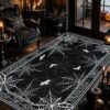 AtawLege Halloween Rugs 3x5 Black Gothic Bedroom Rug, Spiderweb Area Rug