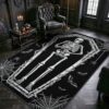 AtawLege Halloween Rugs 3x5 Gothic Bedroom Rug Coffin Skeleton Area Rug