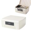AUINWORLD Lockable Storage Container Bin with Tray, 2.11 Gallon Plastic Organizer Box with Combination Lock for Office Home(White)