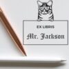 Australian Mist Cat Peeking Ex Libris Book Stamp, Duo Hand Mount