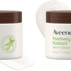 Aveeno Positively Radiant Moisturizing Face & Neck Night Cream with Tone Correcting Soy & Niacinamide,Night Cream Targets Dull Skin-& Evens Skin Tone-& Texture,Hypoallergenic,1.7 oz,(Pack of 2)