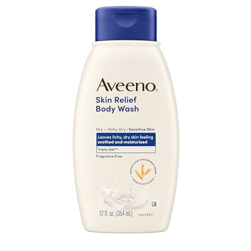 Aveeno Skin Relief Fragrance-Free Body Wash with Triple Oat Formula, Gentle Daily Cleanser for Sensitive Skin Leaves Itchy, Dry Skin Feeling & Soothed Moisturized, 12 fl. oz (Pack of 12)
