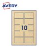 Avery - Pack of 100 Self-Adhesive Rectangular Labels, Brown Kraft Paper, Size 80 x 50 mm, Customizable and Printable Laser, Inkjet and Copier (PPK-80X50.Fr)