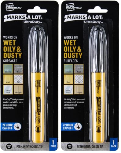 Avery Marks A Lot UltraDuty Permanent Markers, Chisel Tip, Water Resistant, 1 Black Industrial Marker (29845) (Pack of 2)