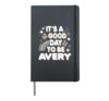 Avery Personalized Retro Girls Custom Avery Name Hardcover Journal, Black